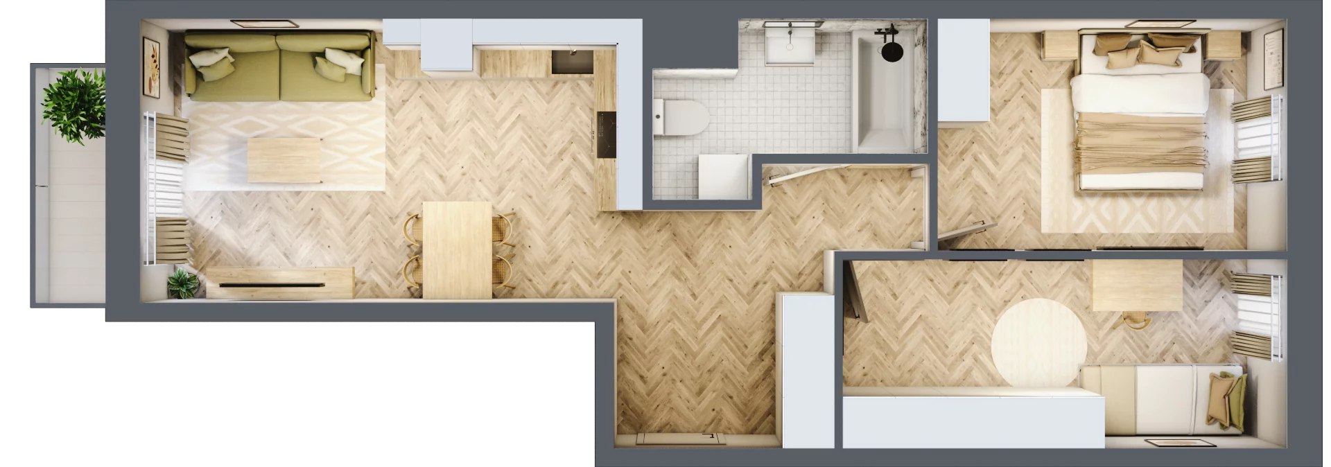 3 pokoje, apartament 56,51 m², piętro 1, oferta nr 24-39, Ogrody Nałkowskiej, Poznań, Ogrody, ul. Nałkowskiej 24, 26
