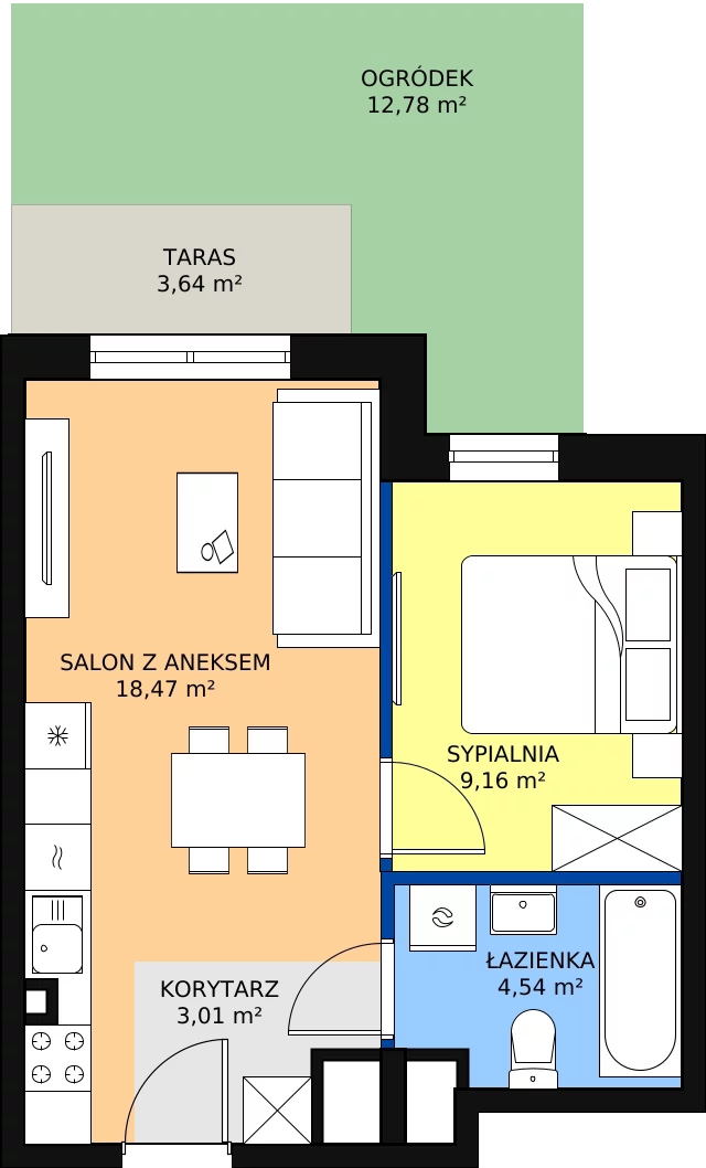 Zalety apartamentu 35.94 m², 24-3