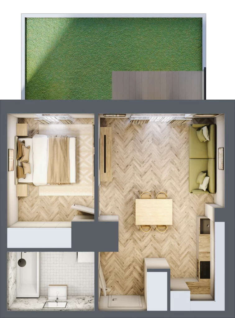 2 pokoje, apartament 37,85 m², parter, oferta nr 24-32, Ogrody Nałkowskiej, Poznań, Ogrody, ul. Nałkowskiej 24, 26