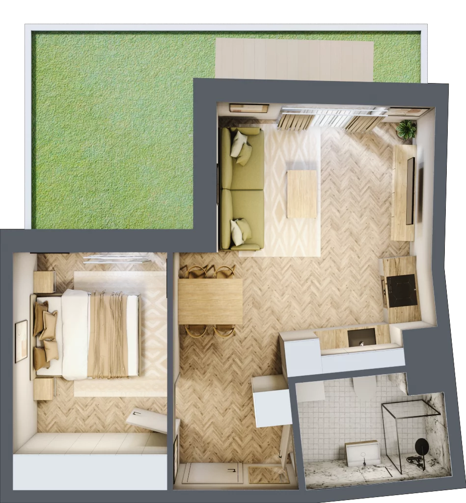 2 pokoje, mieszkanie 37,59 m², parter, oferta nr 24-95, Ogrody Nałkowskiej, Poznań, Ogrody, ul. Nałkowskiej 24, 26