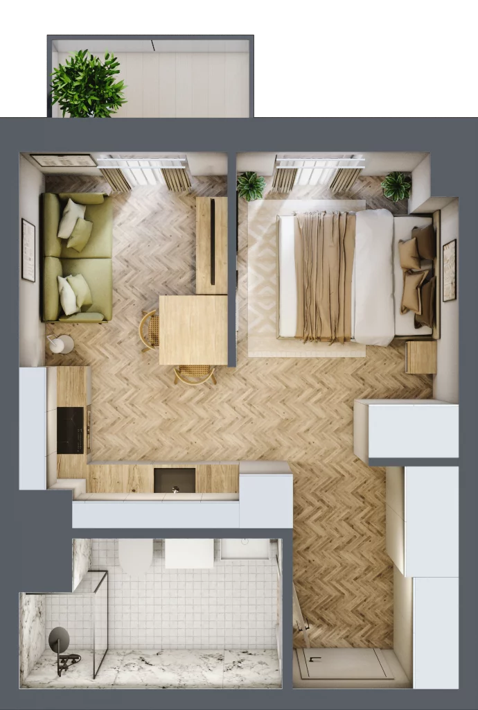 1 pokój, mieszkanie 28,62 m², piętro 5, oferta nr 24-78, Ogrody Nałkowskiej, Poznań, Ogrody, ul. Nałkowskiej 24, 26
