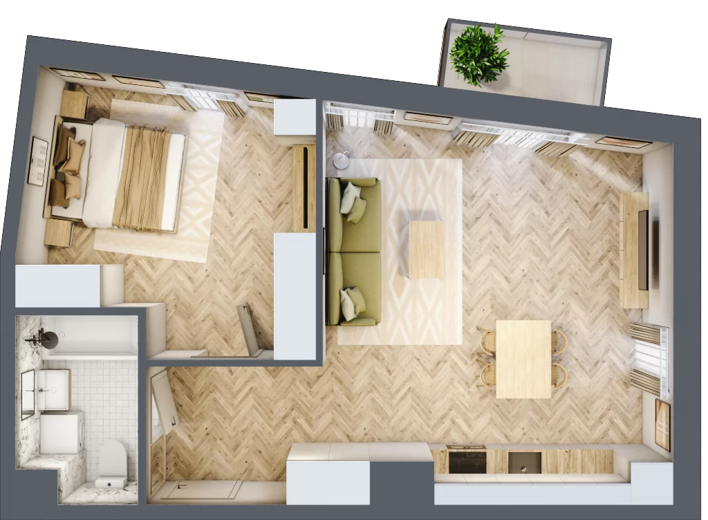 2 pokoje, apartament 51,96 m², piętro 1, oferta nr 24-100, Ogrody Nałkowskiej, Poznań, Ogrody, ul. Nałkowskiej 24, 26