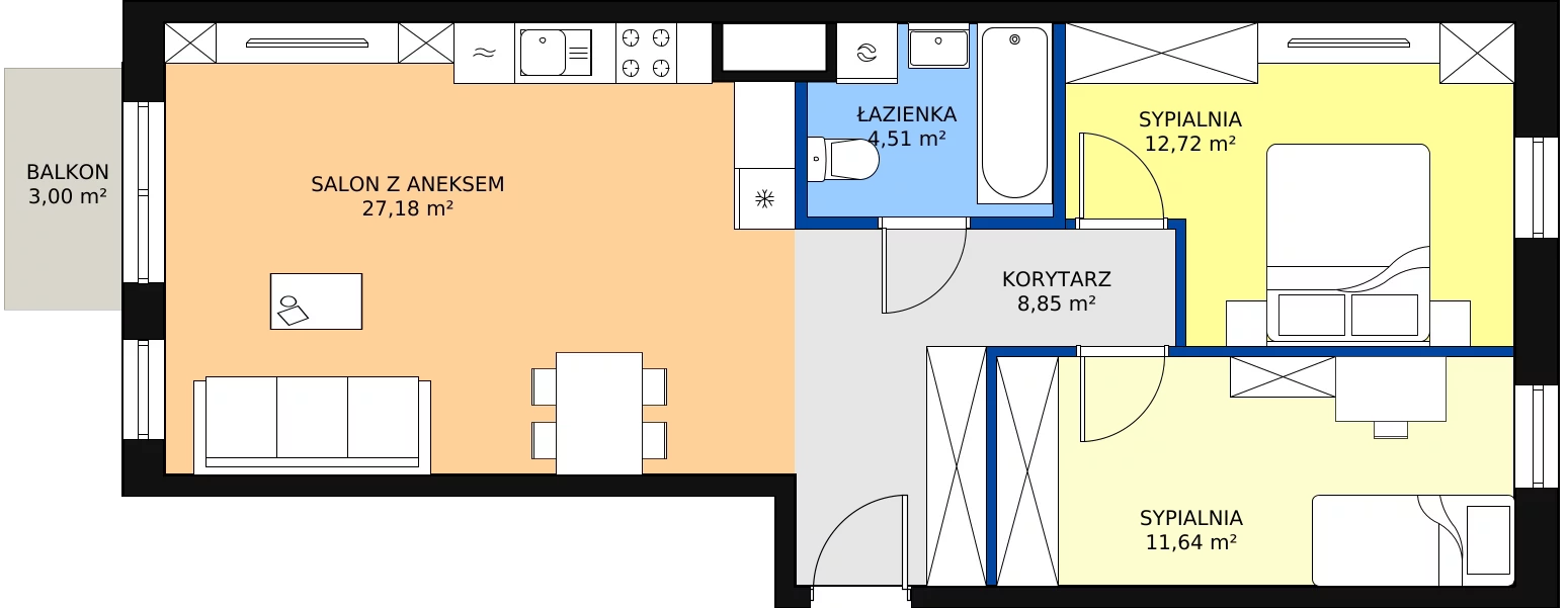 Zalety apartamentu 66.44 m², 24-116