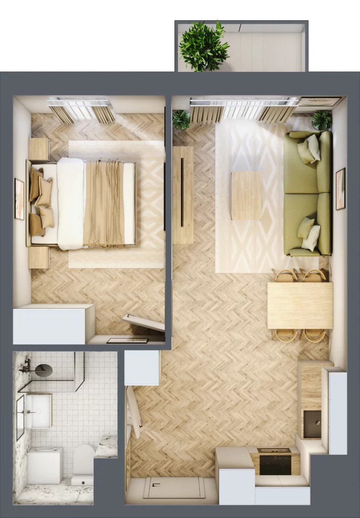 2 pokoje, mieszkanie 37,56 m², piętro 2, oferta nr 24-10, Ogrody Nałkowskiej, Poznań, Ogrody, ul. Nałkowskiej 24, 26