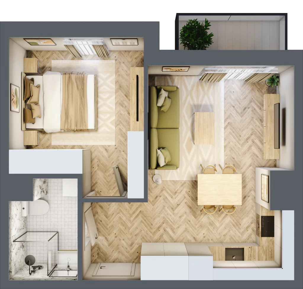2 pokoje, apartament 38,57 m², piętro 1, oferta nr 24-40, Ogrody Nałkowskiej, Poznań, Ogrody, ul. Nałkowskiej 24, 26