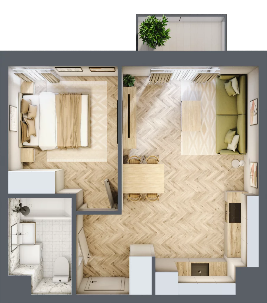 2 pokoje, mieszkanie 38,66 m², piętro 2, oferta nr 24-46, Ogrody Nałkowskiej, Poznań, Ogrody, ul. Nałkowskiej 24, 26