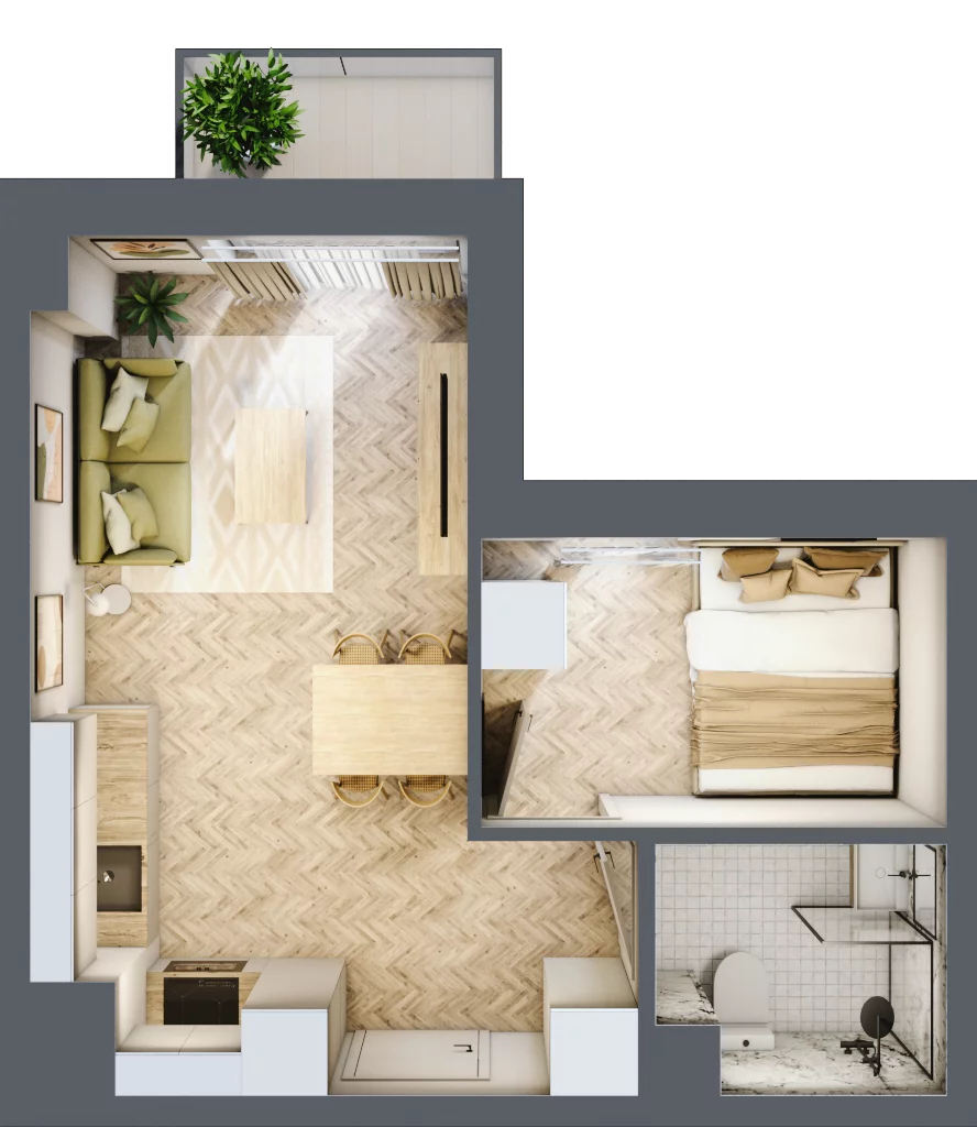 2 pokoje, mieszkanie 30,48 m², piętro 5, oferta nr 24-75, Ogrody Nałkowskiej, Poznań, Ogrody, ul. Nałkowskiej 24, 26