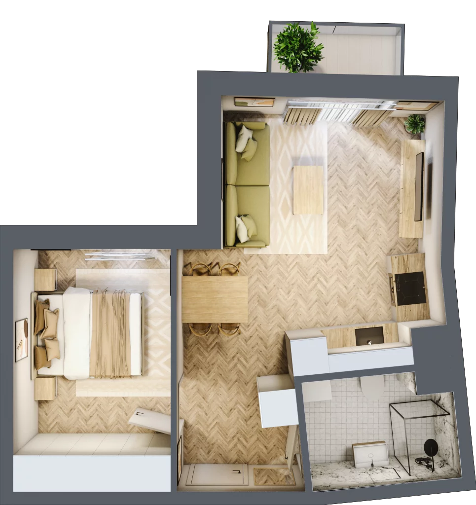 2 pokoje, apartament 37,59 m², piętro 1, oferta nr 24-101, Ogrody Nałkowskiej, Poznań, Ogrody, ul. Nałkowskiej 24, 26