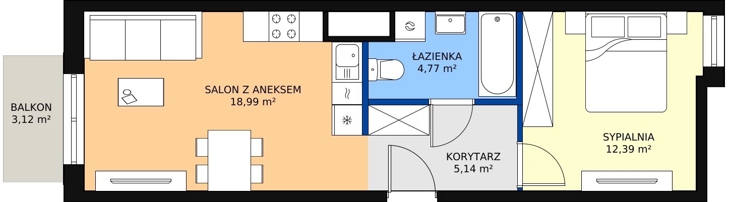 Zalety apartamentu 42.17 m², 24-63