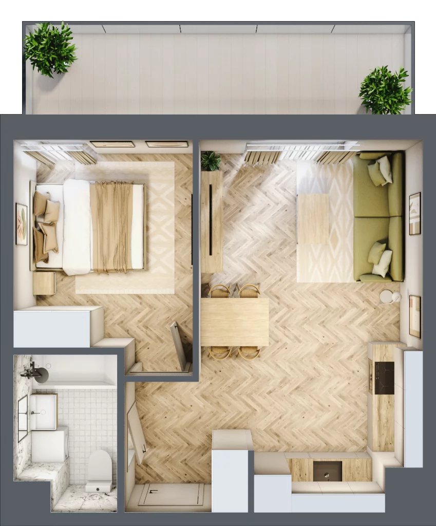 2 pokoje, mieszkanie 38,66 m², piętro 1, oferta nr 24-36, Ogrody Nałkowskiej, Poznań, Ogrody, ul. Nałkowskiej 24, 26