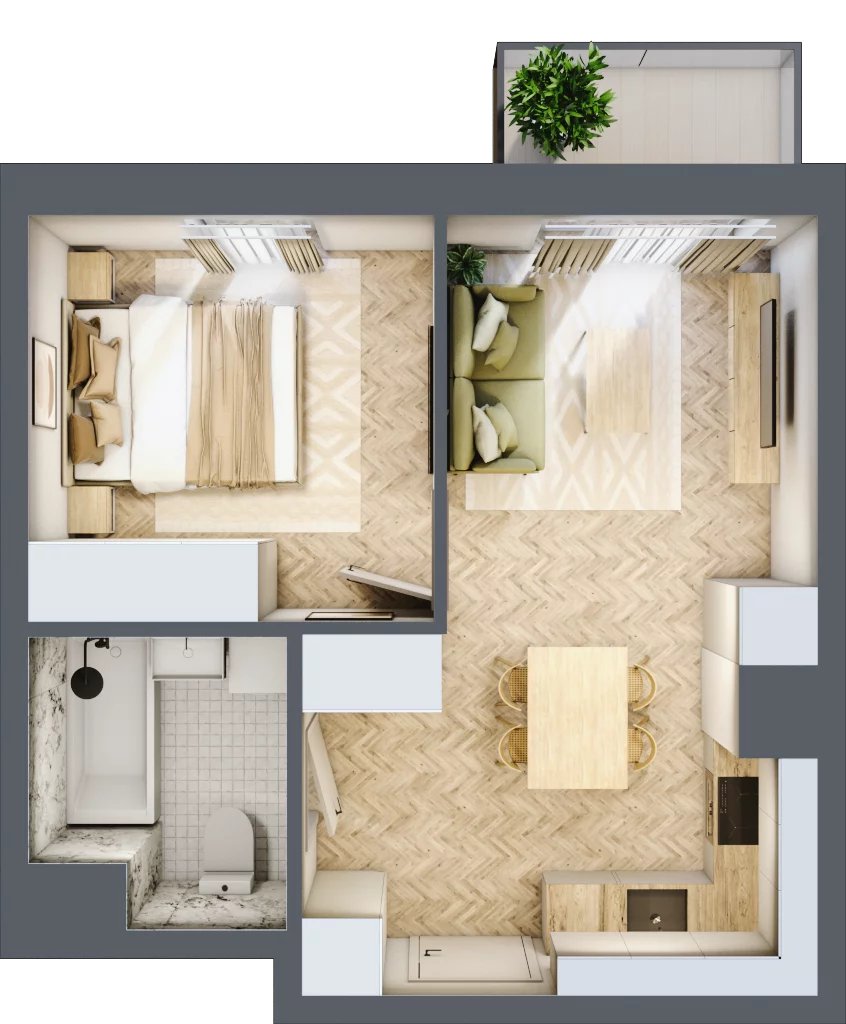 2 pokoje, mieszkanie 34,56 m², piętro 5, oferta nr 24-77, Ogrody Nałkowskiej, Poznań, Ogrody, ul. Nałkowskiej 24, 26