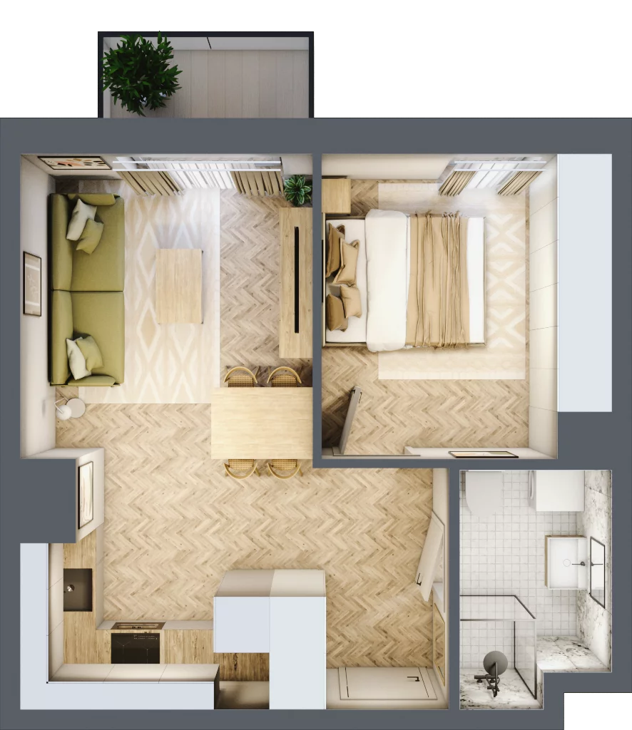 2 pokoje, mieszkanie 36,91 m², piętro 5, oferta nr 24-81, Ogrody Nałkowskiej, Poznań, Ogrody, ul. Nałkowskiej 24, 26
