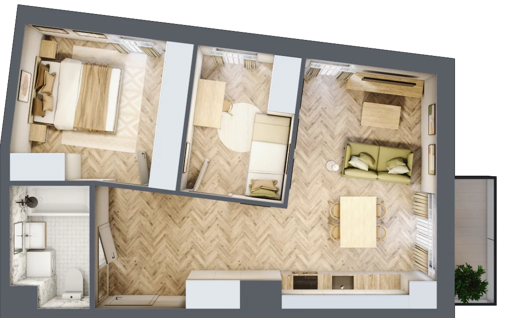 3 pokoje, apartament 51,96 m², piętro 5, oferta nr 24-123, Ogrody Nałkowskiej, Poznań, Ogrody, ul. Nałkowskiej 24, 26