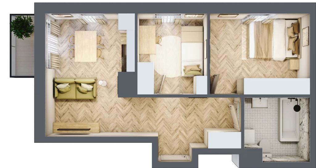3 pokoje, apartament 46,60 m², piętro 5, oferta nr 24-74, Ogrody Nałkowskiej, Poznań, Ogrody, ul. Nałkowskiej 24, 26
