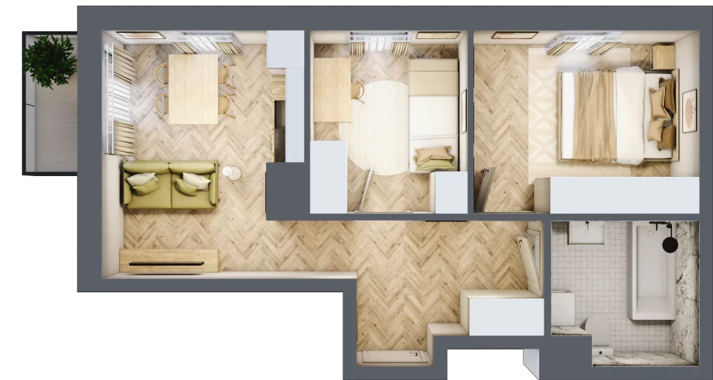 3 pokoje, mieszkanie 44,54 m², piętro 6, oferta nr 24-84, Ogrody Nałkowskiej, Poznań, Ogrody, ul. Nałkowskiej 24, 26