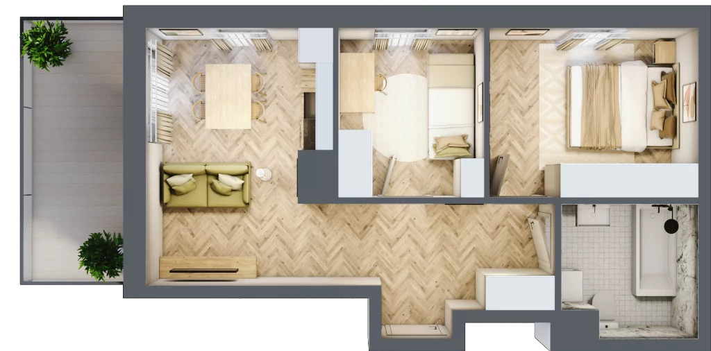 3 pokoje, mieszkanie 46,60 m², piętro 4, oferta nr 24-64, Ogrody Nałkowskiej, Poznań, Ogrody, ul. Nałkowskiej 24, 26