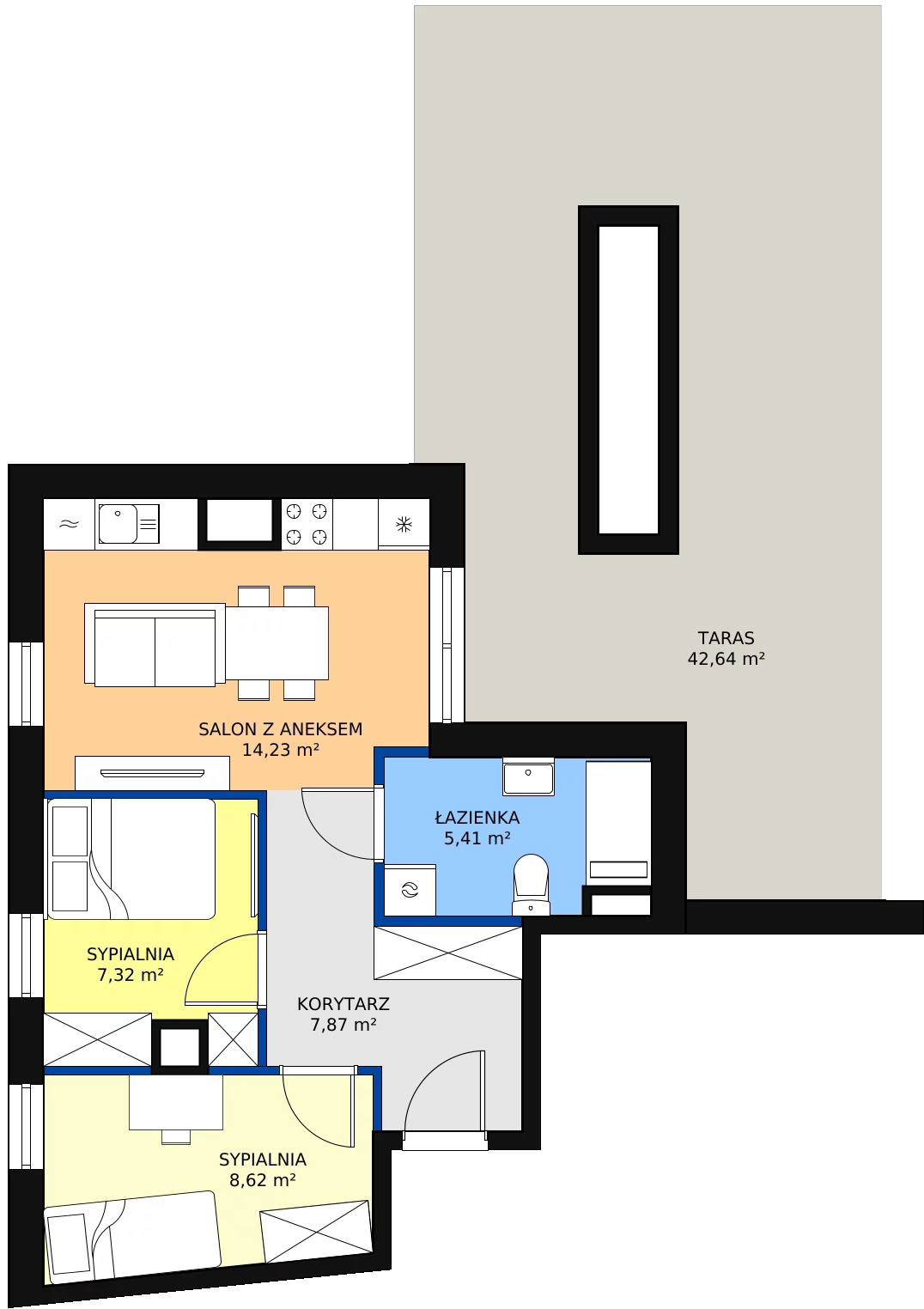 Zalety apartamentu 44.77 m², 24-120