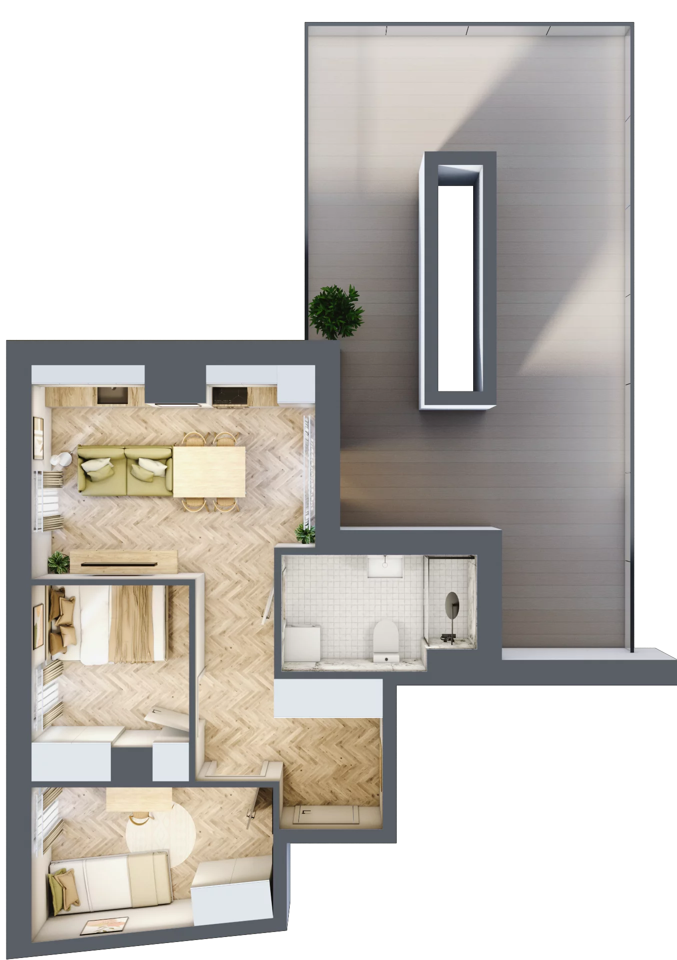 3 pokoje, apartament 44,77 m², piętro 4, oferta nr 24-120, Ogrody Nałkowskiej, Poznań, Ogrody, ul. Nałkowskiej 24, 26