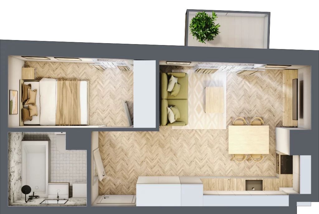 2 pokoje, apartament 31,67 m², piętro 3, oferta nr 26-21, Ogrody Nałkowskiej, Poznań, Ogrody, ul. Nałkowskiej 24, 26