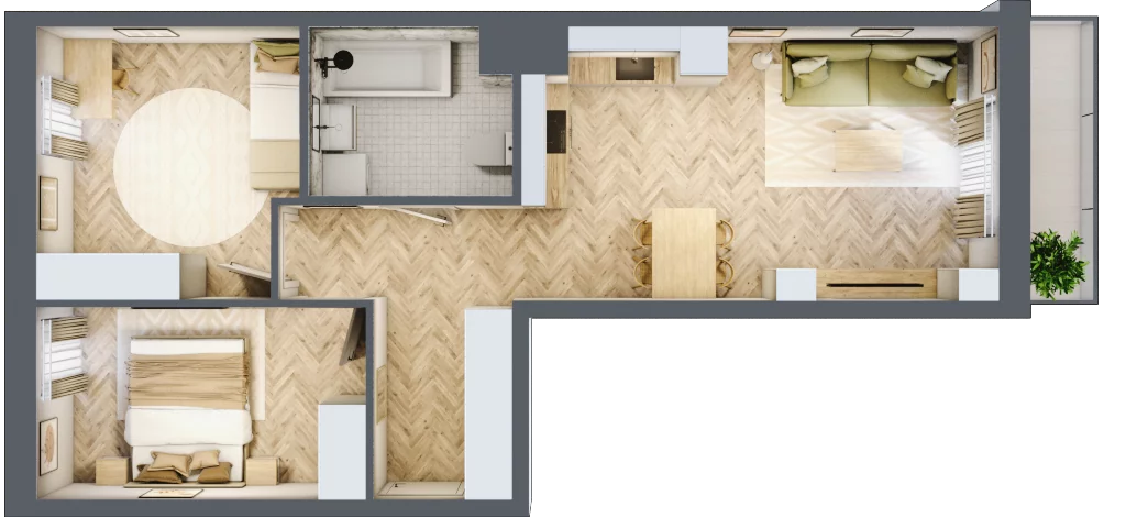 3 pokoje, apartament 56,09 m², piętro 1, oferta nr 26-66, Ogrody Nałkowskiej, Poznań, Ogrody, ul. Nałkowskiej 24, 26
