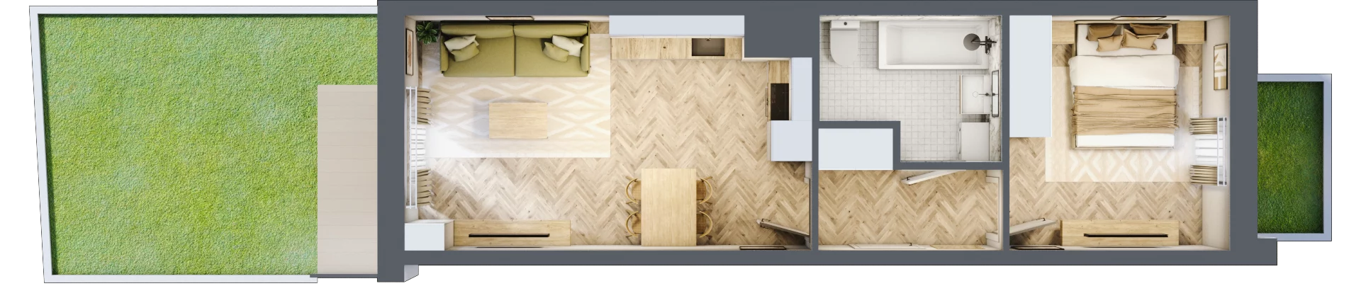 2 pokoje, mieszkanie 41,24 m², parter, oferta nr 26-41, Ogrody Nałkowskiej, Poznań, Ogrody, ul. Nałkowskiej 24, 26