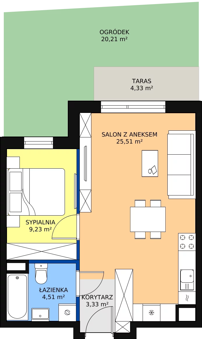 Zalety apartamentu 43.34 m², 26-62