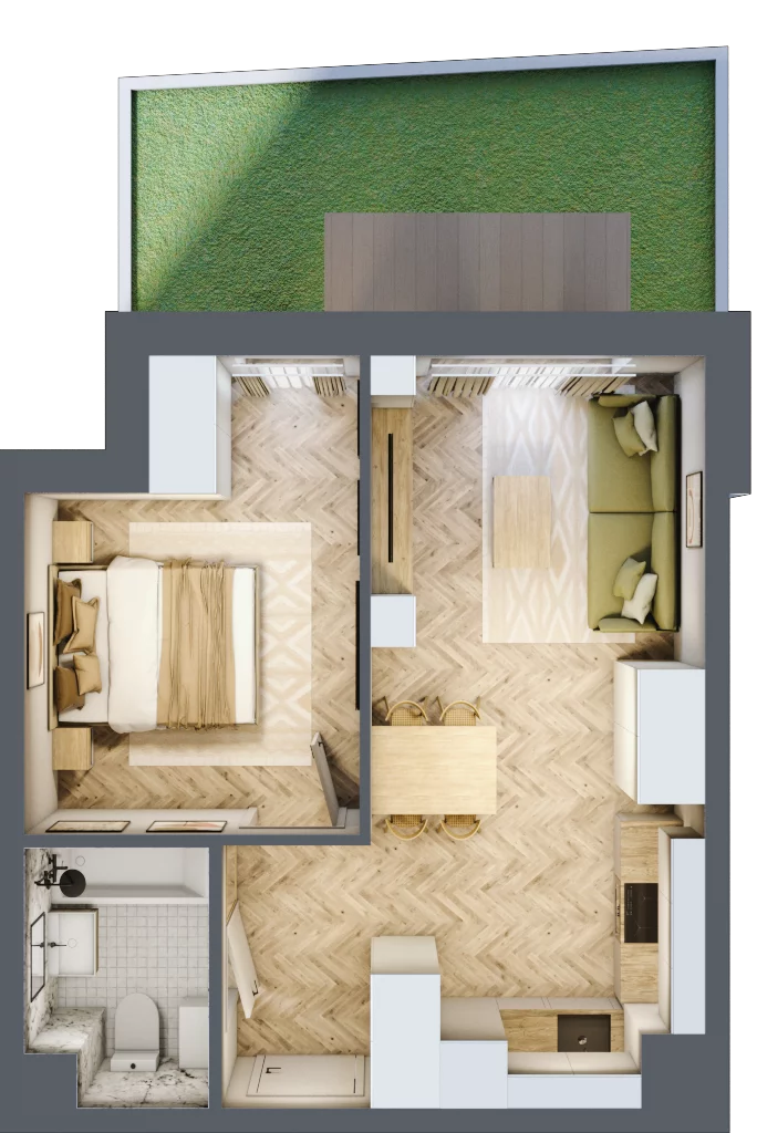 2 pokoje, mieszkanie 38,57 m², parter, oferta nr 26-83, Ogrody Nałkowskiej, Poznań, Ogrody, ul. Nałkowskiej 24, 26
