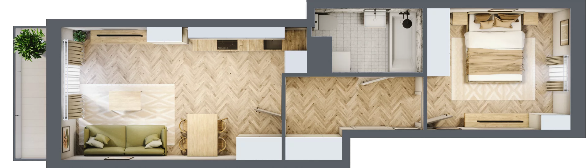 2 pokoje, mieszkanie 46,37 m², piętro 2, oferta nr 26-67, Ogrody Nałkowskiej, Poznań, Ogrody, ul. Nałkowskiej 24, 26
