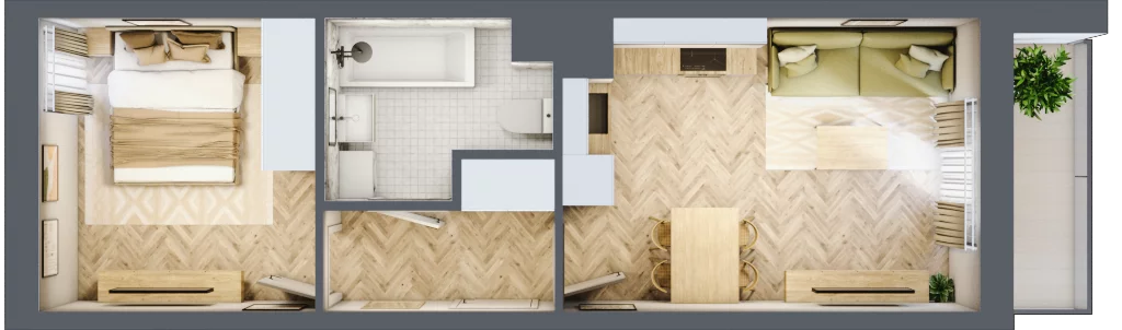 2 pokoje, mieszkanie 37,35 m², piętro 1, oferta nr 26-12, Ogrody Nałkowskiej, Poznań, Ogrody, ul. Nałkowskiej 24, 26