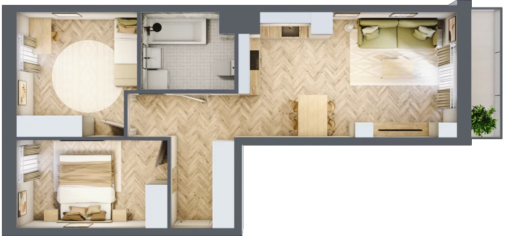 3 pokoje, mieszkanie 56,09 m², piętro 3, oferta nr 26-72, Ogrody Nałkowskiej, Poznań, Ogrody, ul. Nałkowskiej 24, 26