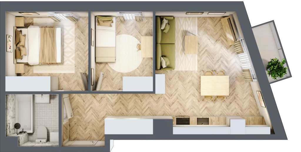 3 pokoje, apartament 50,12 m², piętro 1, oferta nr 26-90, Ogrody Nałkowskiej, Poznań, Ogrody, ul. Nałkowskiej 24, 26