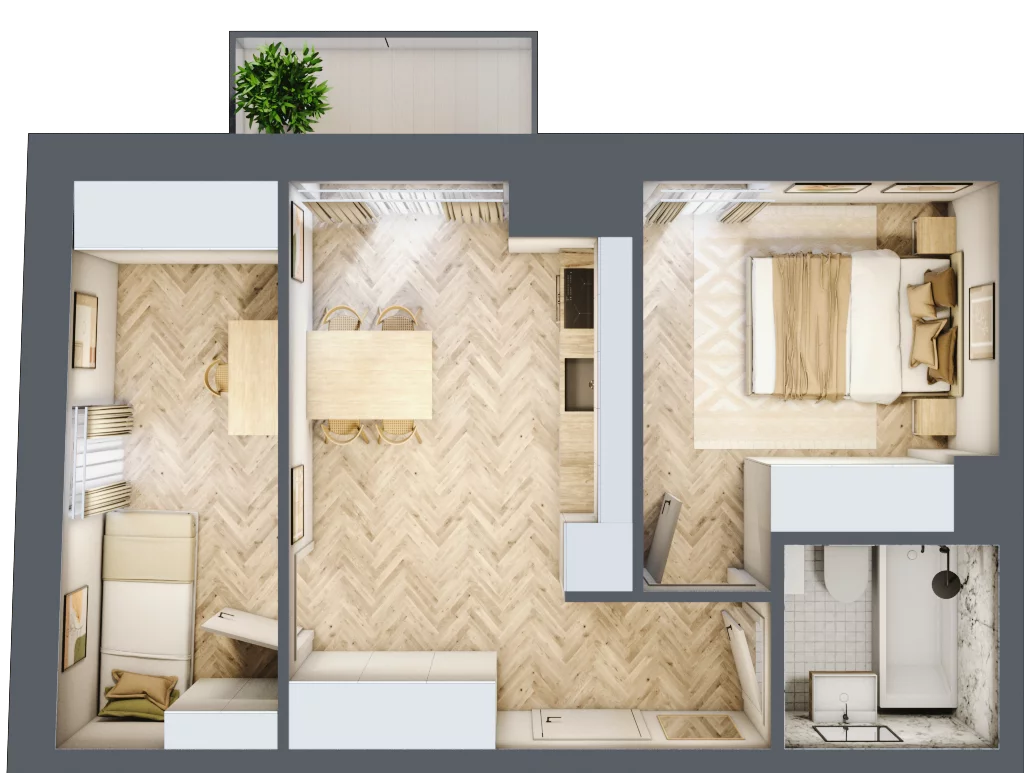 3 pokoje, apartament 40,05 m², piętro 1, oferta nr 26-8, Ogrody Nałkowskiej, Poznań, Ogrody, ul. Nałkowskiej 24, 26