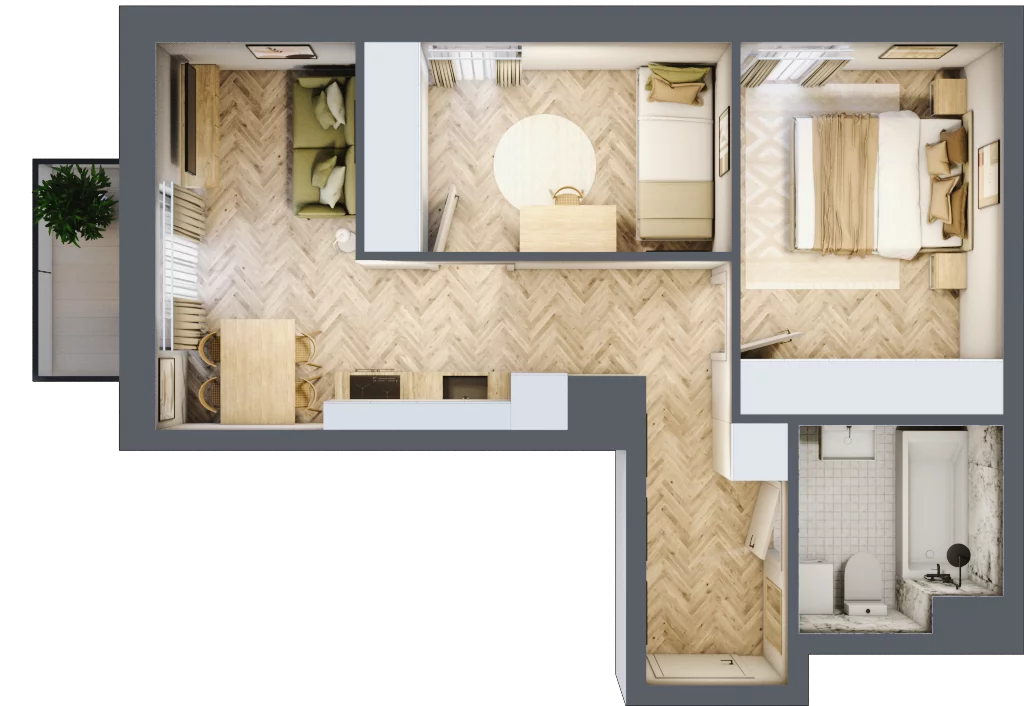 3 pokoje, mieszkanie 45,24 m², piętro 4, oferta nr 26-25, Ogrody Nałkowskiej, Poznań, Ogrody, ul. Nałkowskiej 24, 26