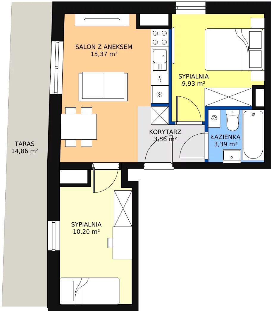 Zalety apartamentu 43.28 m², 26-38