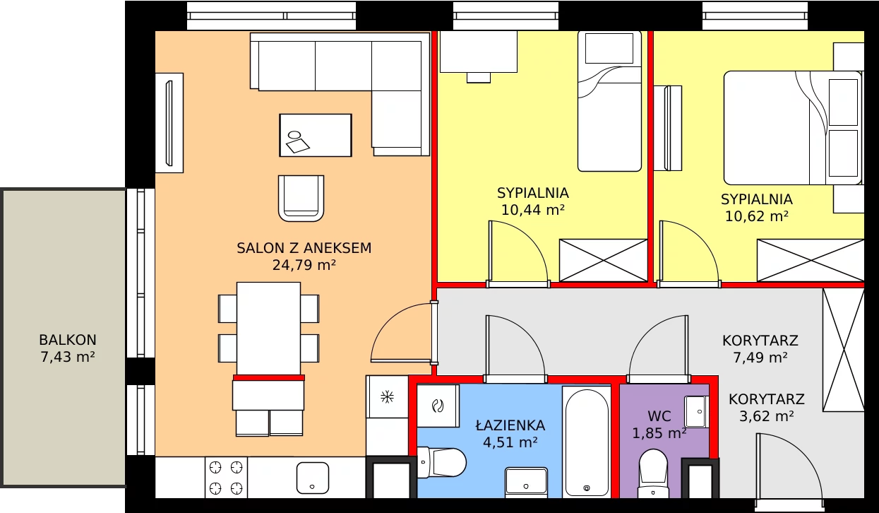 Zalety mieszkania 65.62 m², 131