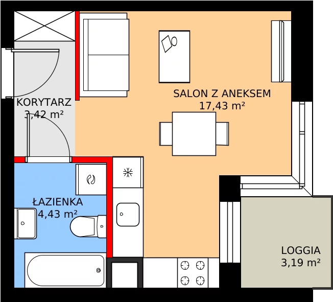 Zalety mieszkania 25.9 m², 188