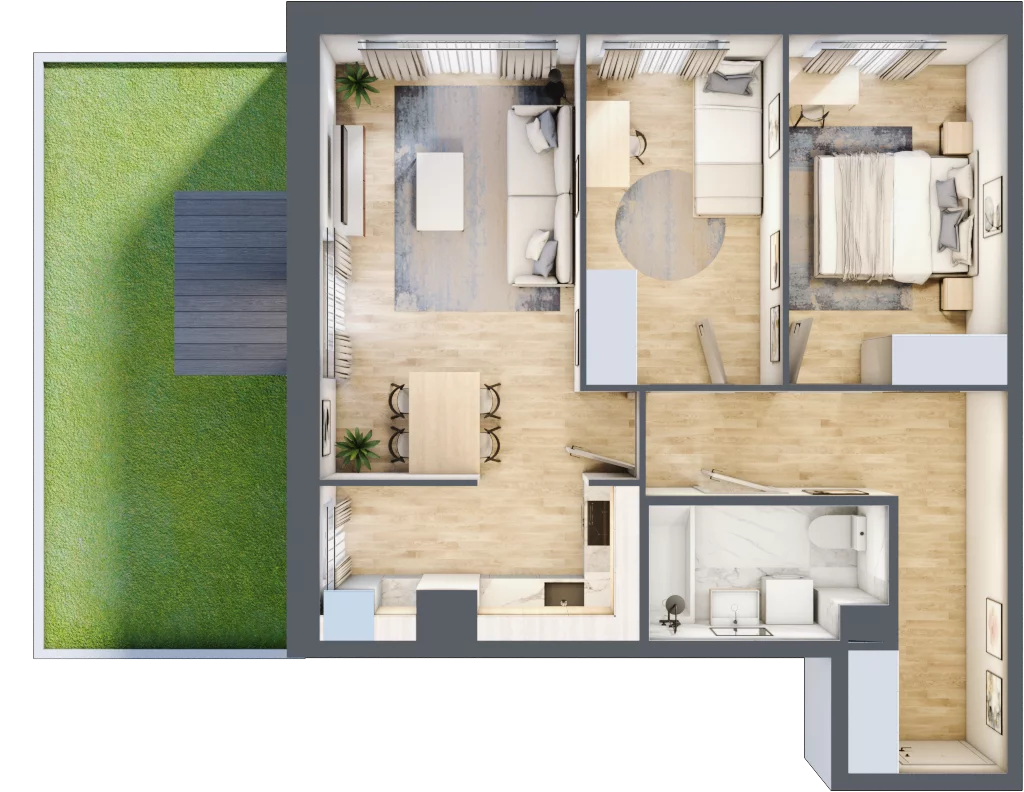 3 pokoje, mieszkanie 61,08 m², piętro 1, oferta nr 4, Zaspa Wygodnie, Gdańsk, Zaspa, Zaspa-Młyniec, Al. Jana Pawła II