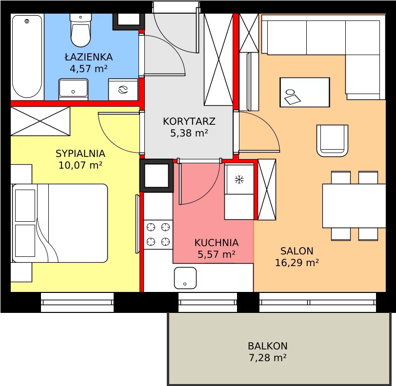 Zalety mieszkania 43.26 m², 153