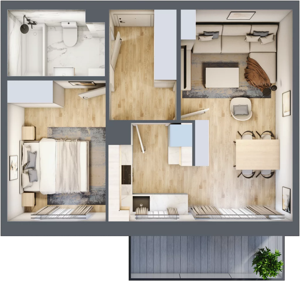 2 pokoje, mieszkanie 43,26 m², piętro 3, oferta nr 153, Zaspa Wygodnie, Gdańsk, Zaspa, Zaspa-Młyniec, Al. Jana Pawła II