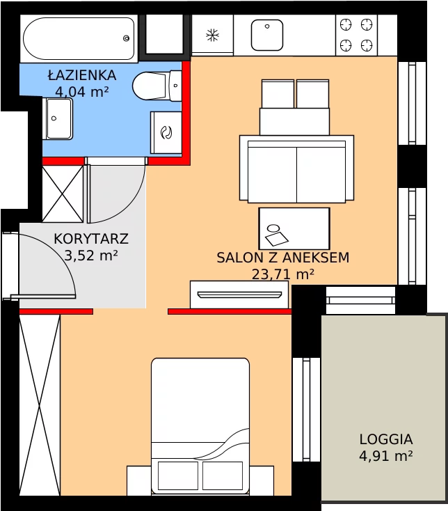 Zalety mieszkania 31.89 m², 201