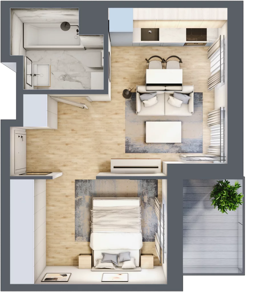 1 pokój, mieszkanie 31,89 m², piętro 1, oferta nr 201, Zaspa Wygodnie, Gdańsk, Zaspa, Zaspa-Młyniec, Al. Jana Pawła II