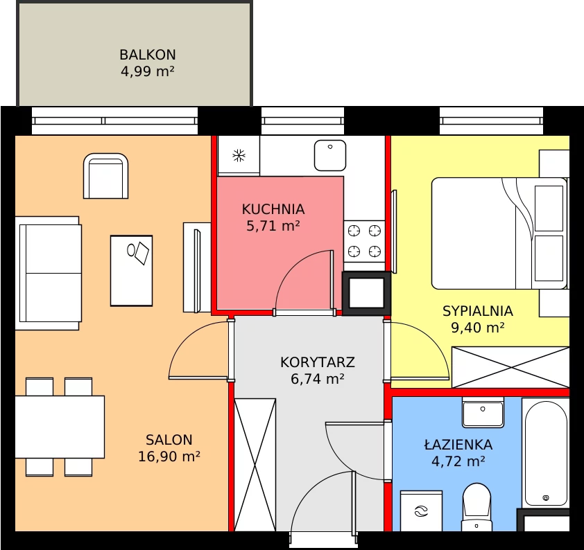 Zalety mieszkania 44.97 m², 219