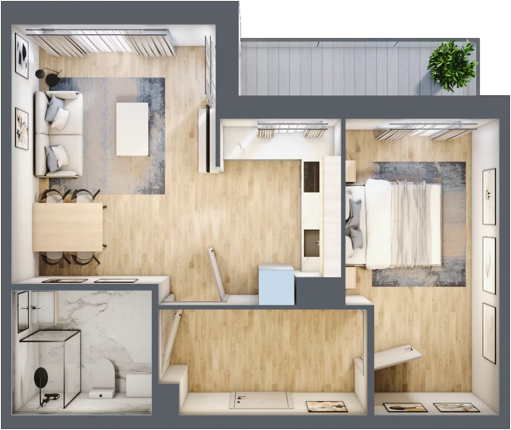 2 pokoje, mieszkanie 46,14 m², piętro 1, oferta nr 7, Zaspa Wygodnie, Gdańsk, Zaspa, Zaspa-Młyniec, Al. Jana Pawła II