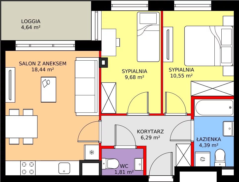 Zalety mieszkania 52.98 m², 8