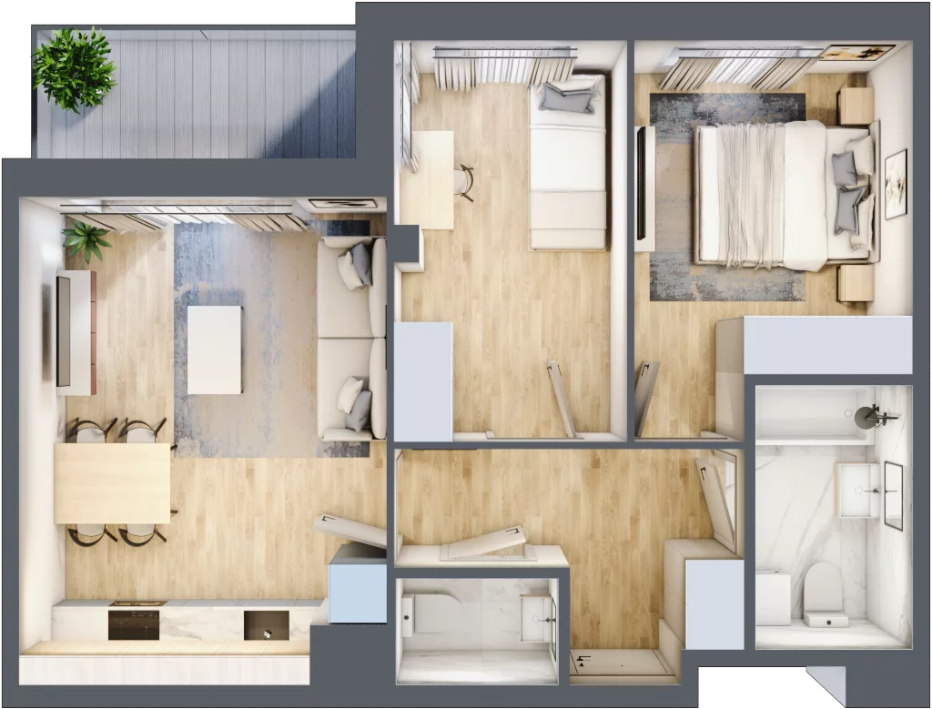 3 pokoje, mieszkanie 52,98 m², piętro 1, oferta nr 8, Zaspa Wygodnie, Gdańsk, Zaspa, Zaspa-Młyniec, Al. Jana Pawła II