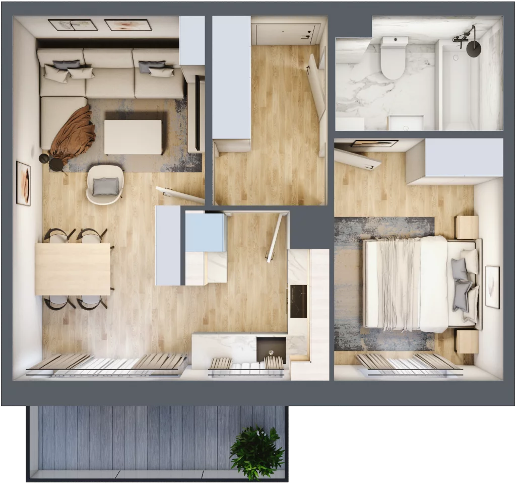 2 pokoje, mieszkanie 43,24 m², piętro 3, oferta nr 152, Zaspa Wygodnie, Gdańsk, Zaspa, Zaspa-Młyniec, Al. Jana Pawła II