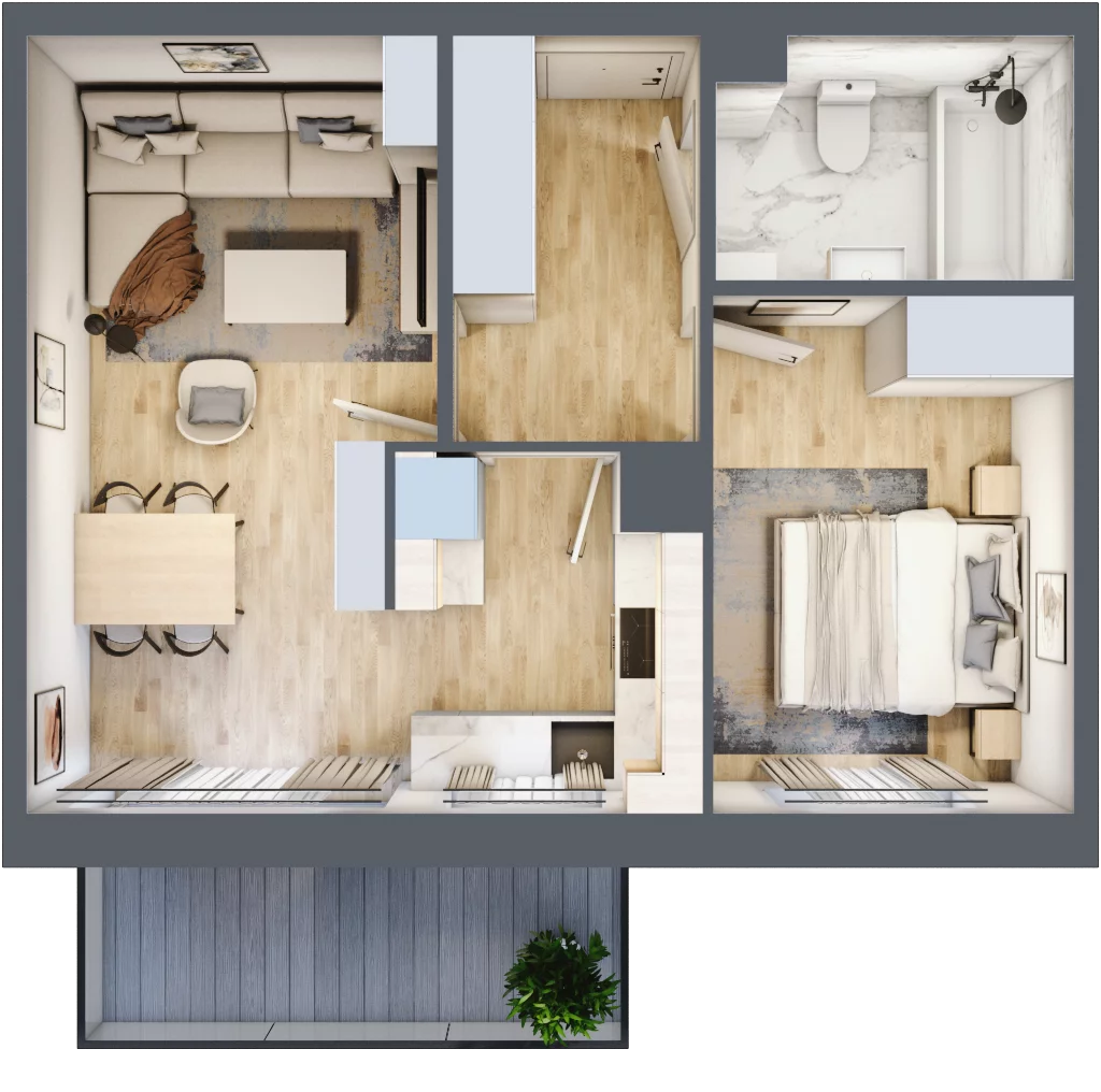 2 pokoje, mieszkanie 43,26 m², piętro 4, oferta nr 166, Zaspa Wygodnie, Gdańsk, Zaspa, Zaspa-Młyniec, Al. Jana Pawła II