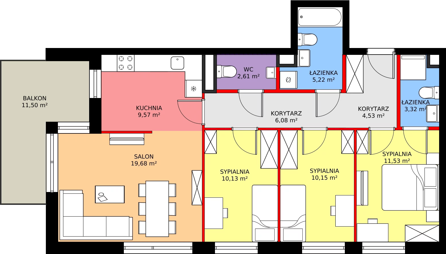 Zalety mieszkania 86 m², 123