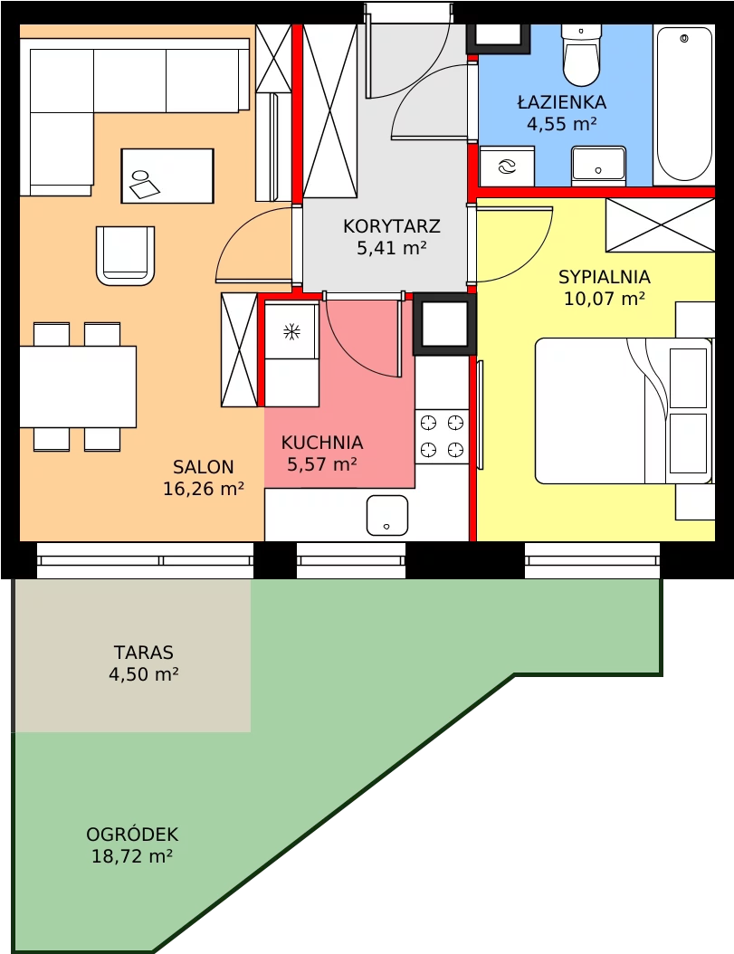 Zalety mieszkania 43.24 m², 127