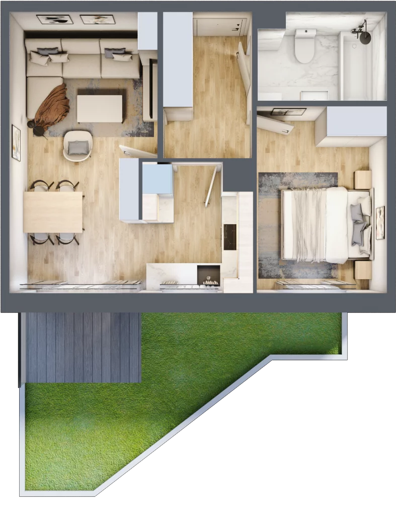 2 pokoje, mieszkanie 43,24 m², piętro 1, oferta nr 127, Zaspa Wygodnie, Gdańsk, Zaspa, Zaspa-Młyniec, Al. Jana Pawła II